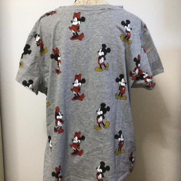 💐Disney Cotton Mickey & Minnie Mouse Graphic T-shirt Sz 3X Grey - Picture 3 of 5